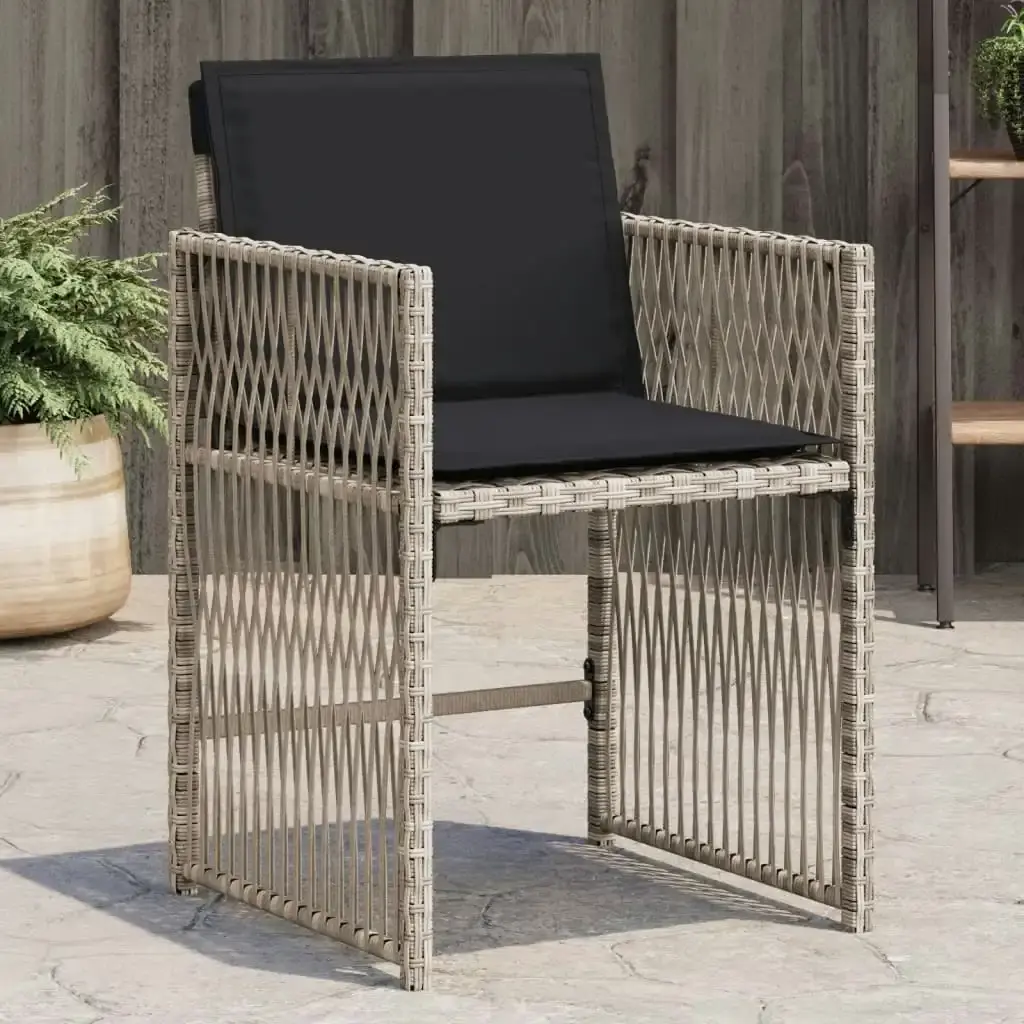 Garden Chairs with Cushions 4 pcs Light Grey Poly Rattan 365039