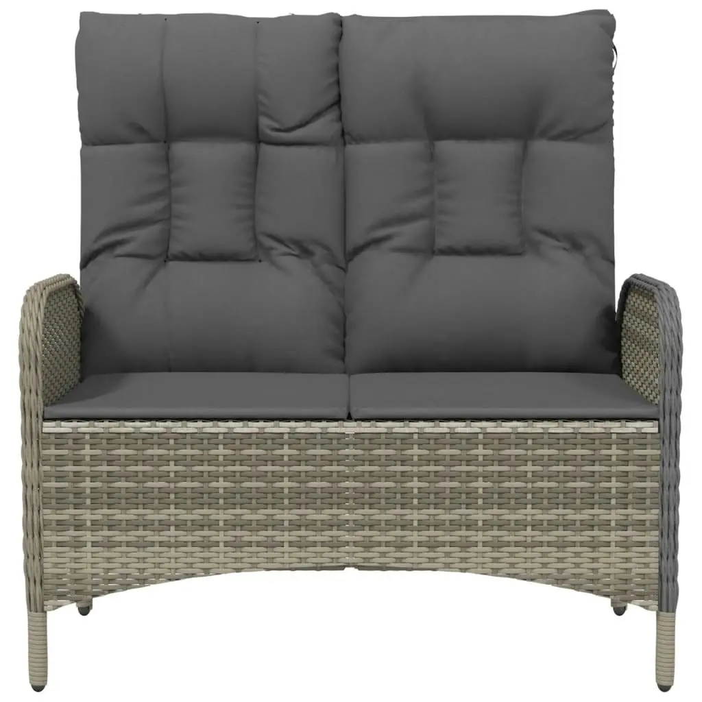 Reclining Garden Bench with Cushions 107 cm Poly Rattan Grey 319893