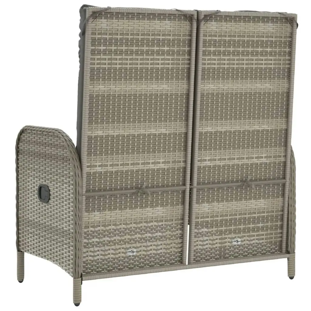 Reclining Garden Bench with Cushions 107 cm Poly Rattan Grey 319893