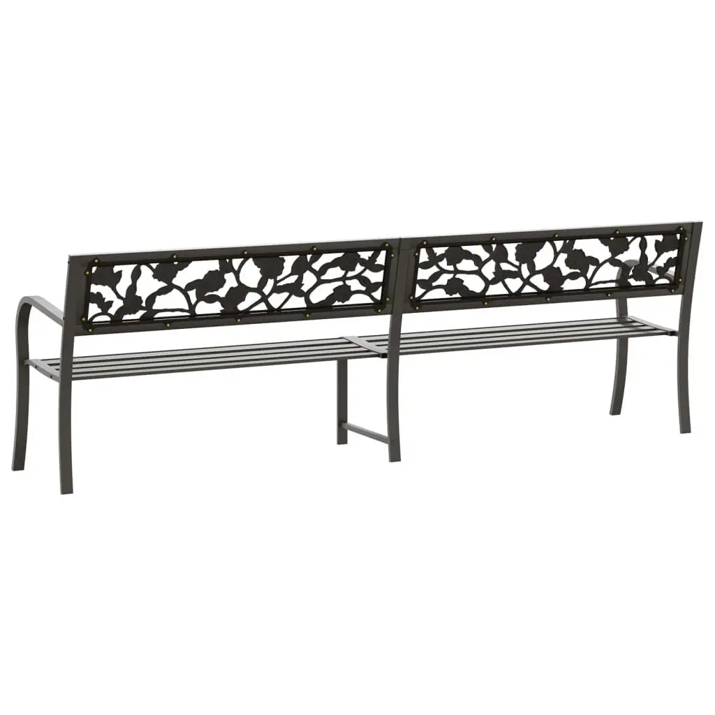 Twin Garden Bench 246 cm Grey Steel 317130