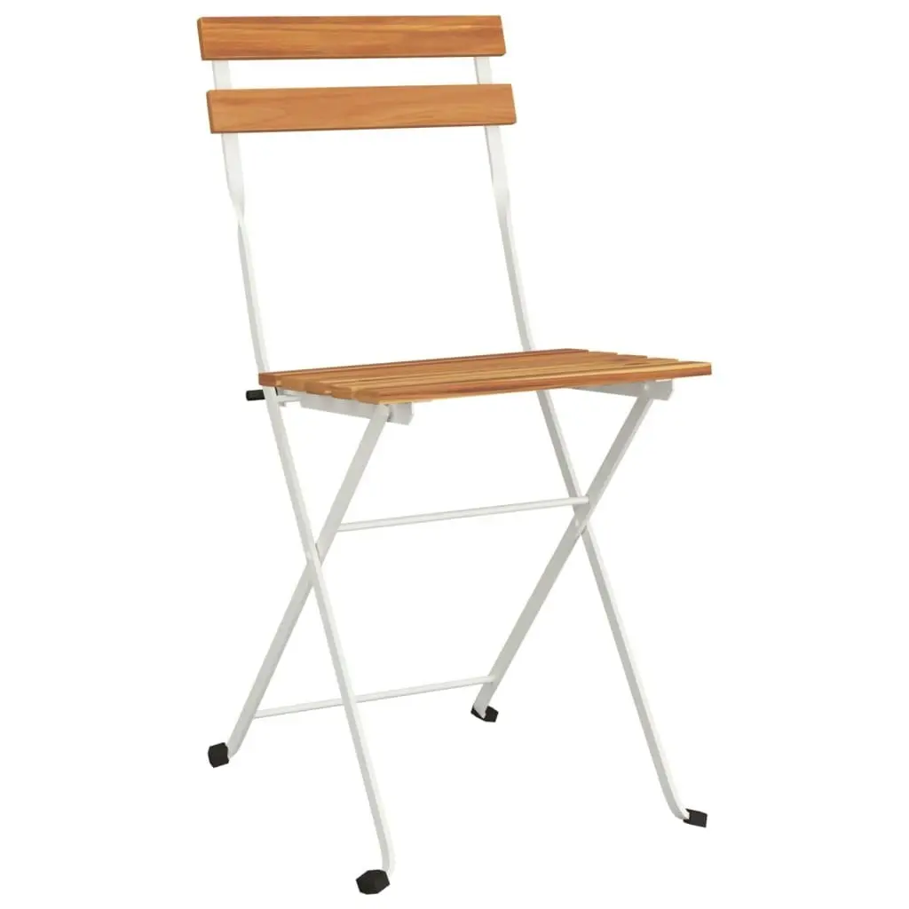 Folding Bistro Chairs 4 pcs Solid Wood Acacia and Steel 319975