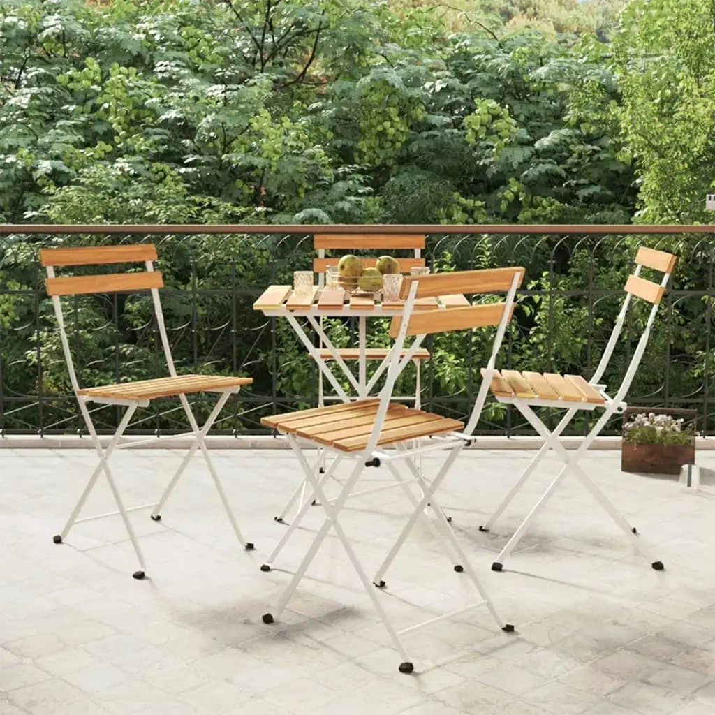 Folding Bistro Chairs 4 pcs Solid Wood Acacia and Steel 319975