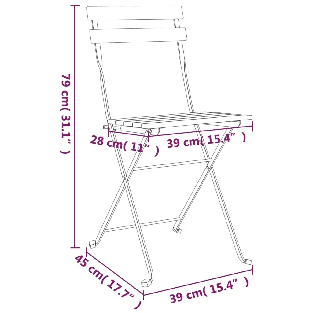 Folding Bistro Chairs 4 pcs Solid Wood Acacia and Steel 319975