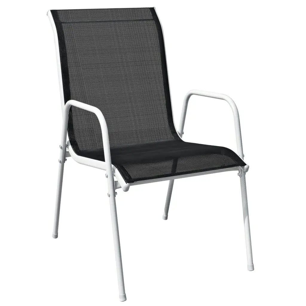 Stackable Garden Chairs 2 pcs Steel and Textilene Black 313070