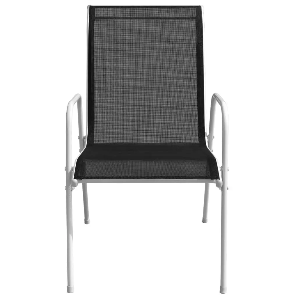 Stackable Garden Chairs 2 pcs Steel and Textilene Black 313070