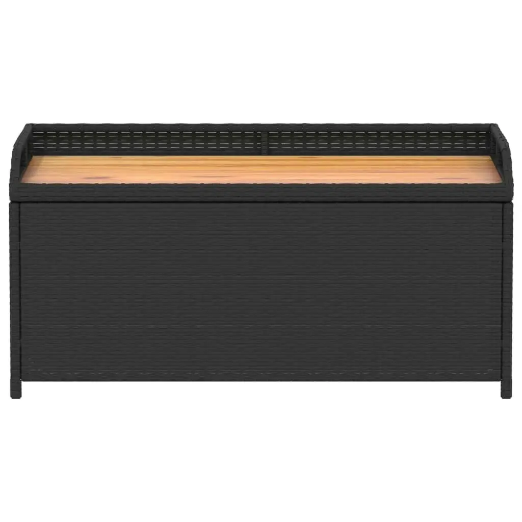 Storage Bench Black 100x50x52 cm Poly Rattan and Acacia Wood 365949