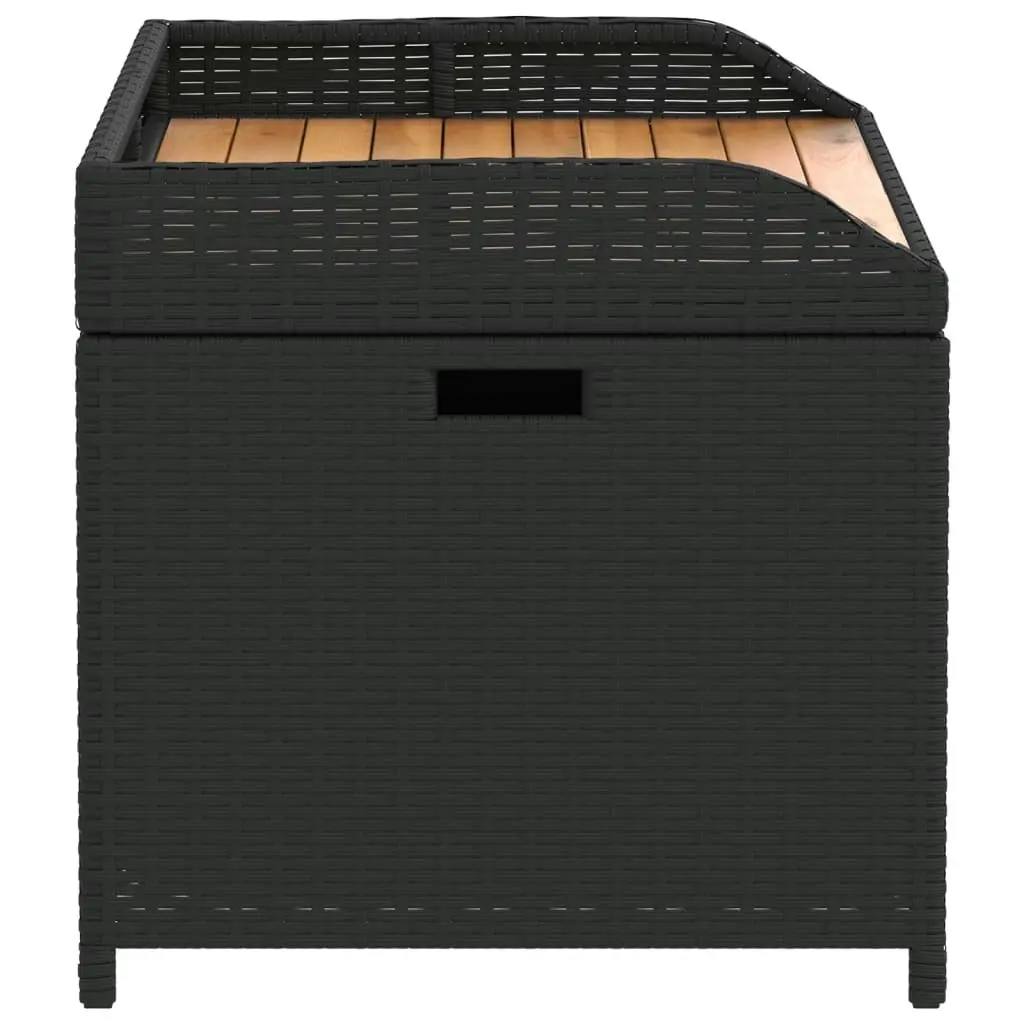 Storage Bench Black 100x50x52 cm Poly Rattan and Acacia Wood 365949