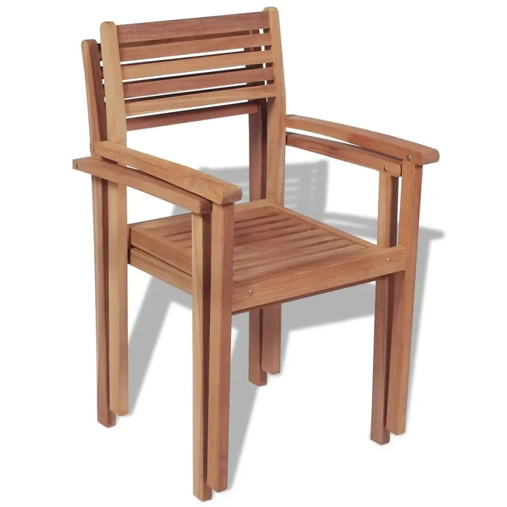 Stackable Garden Chairs 2 pcs Solid Teak Wood 43036