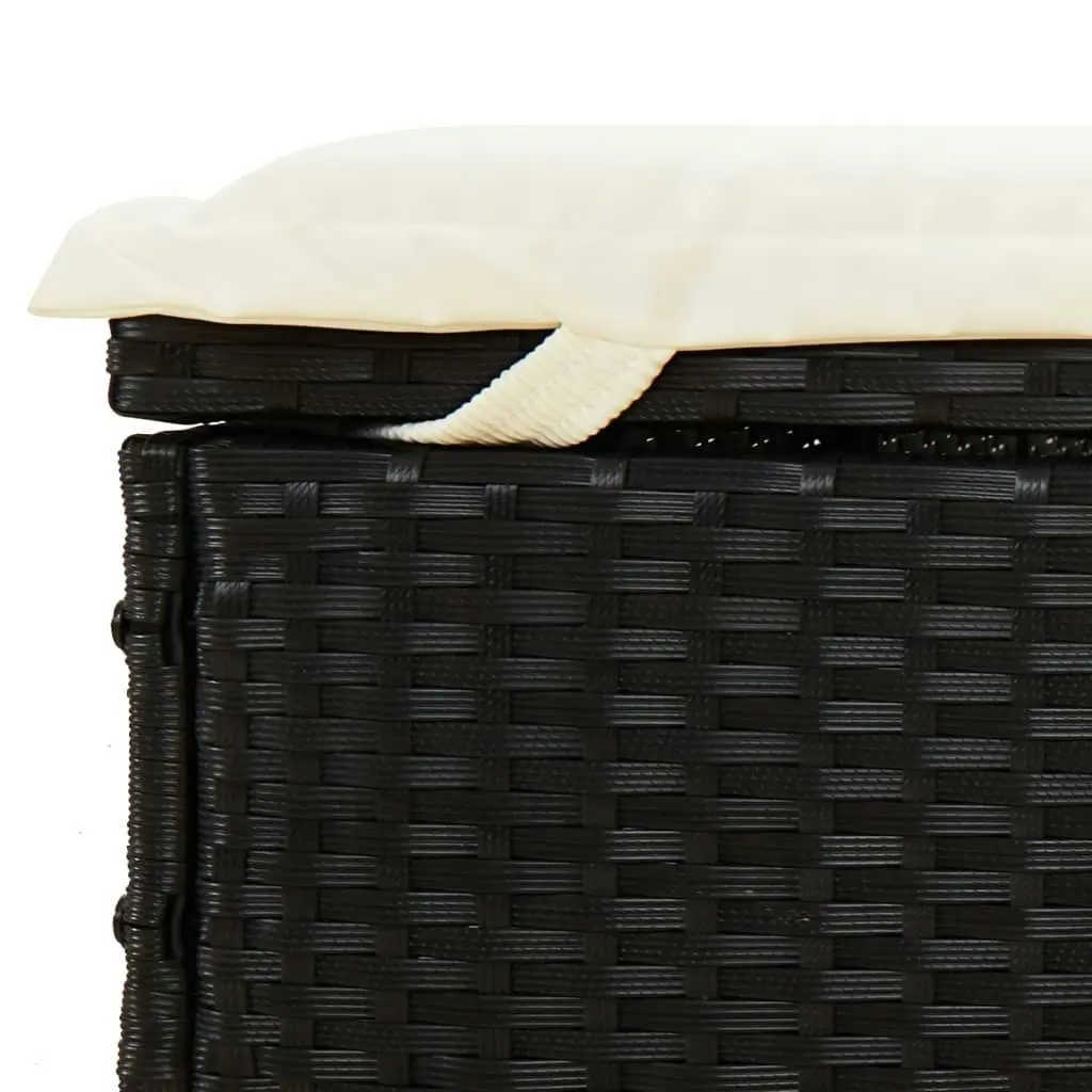 Sunbed with Foldable Roof Black 213x63x97 cm Poly Rattan 319638