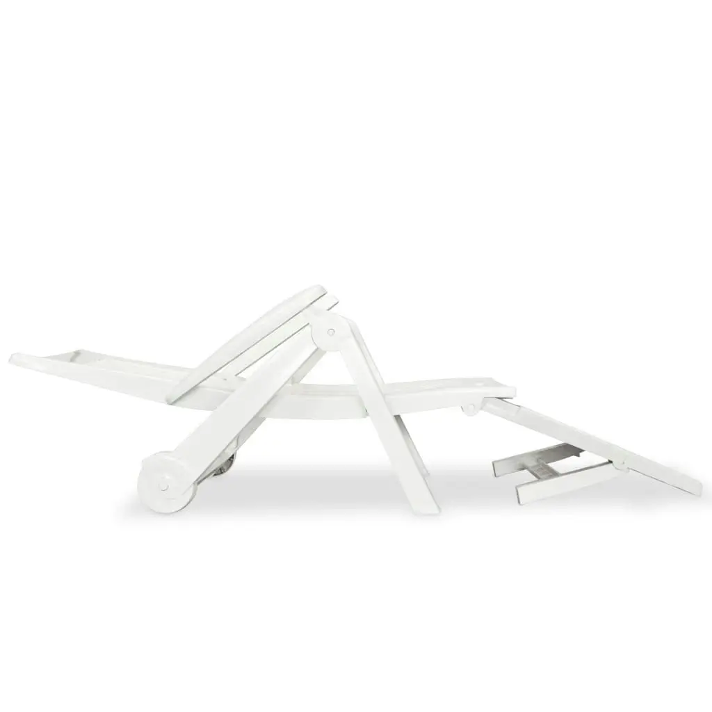 Sun Lounger with Footrest Plastic White 43586