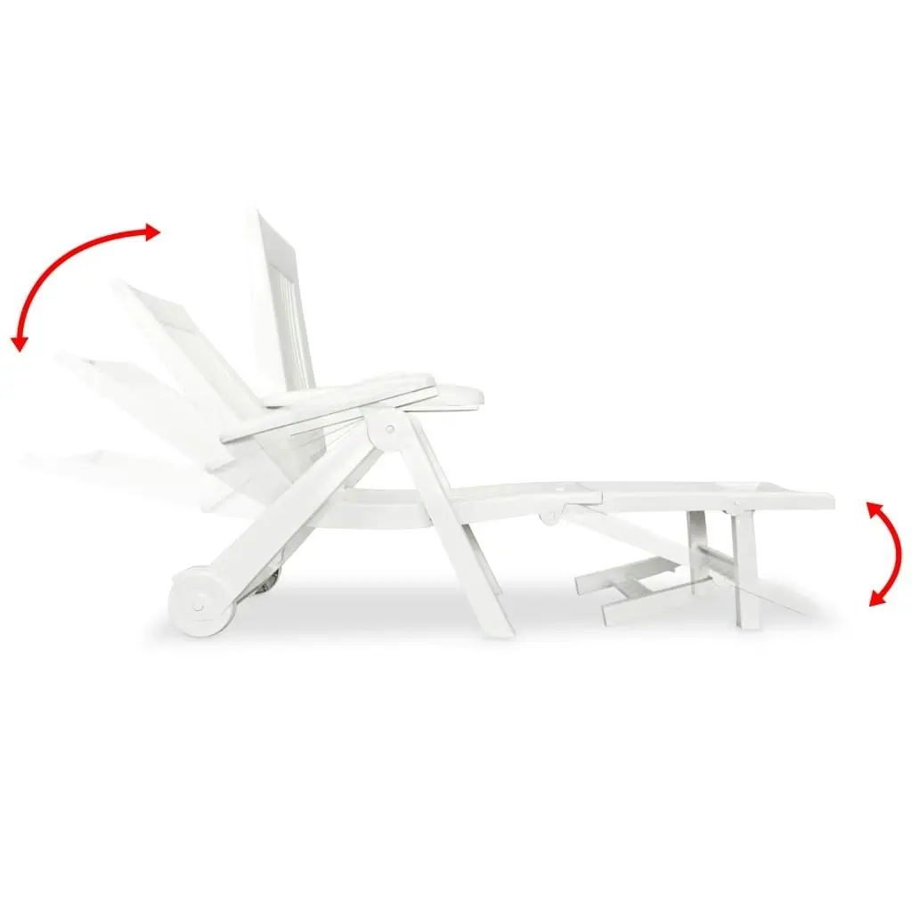 Sun Lounger with Footrest Plastic White 43586