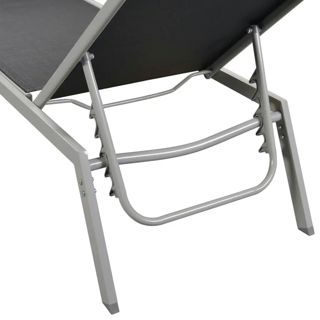 Sun Lounger Steel and Textilene Black 48011