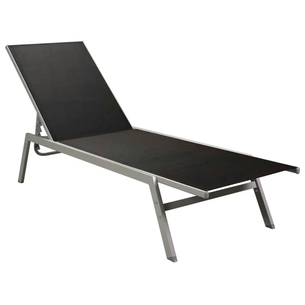 Sun Lounger Steel and Textilene Black 48011