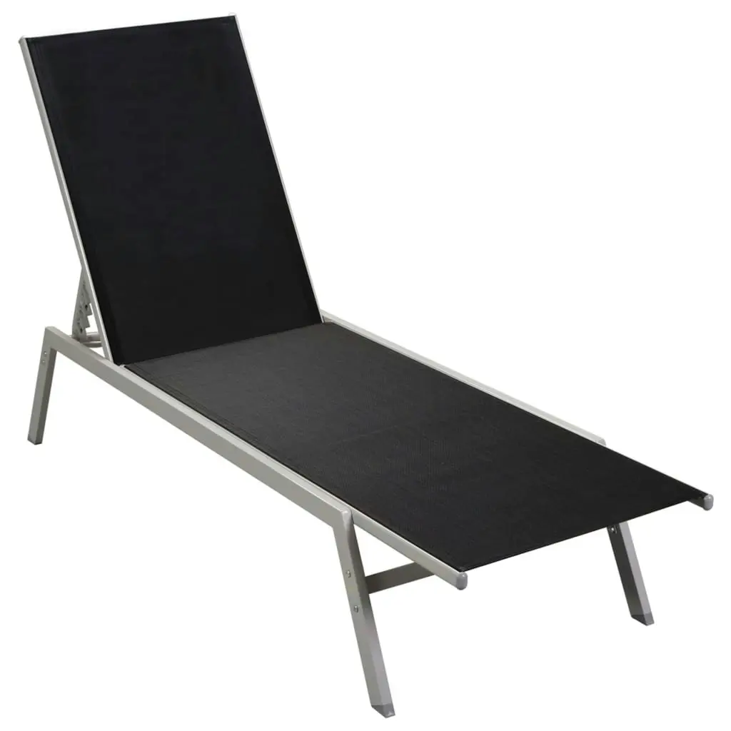 Sun Lounger Steel and Textilene Black 48011