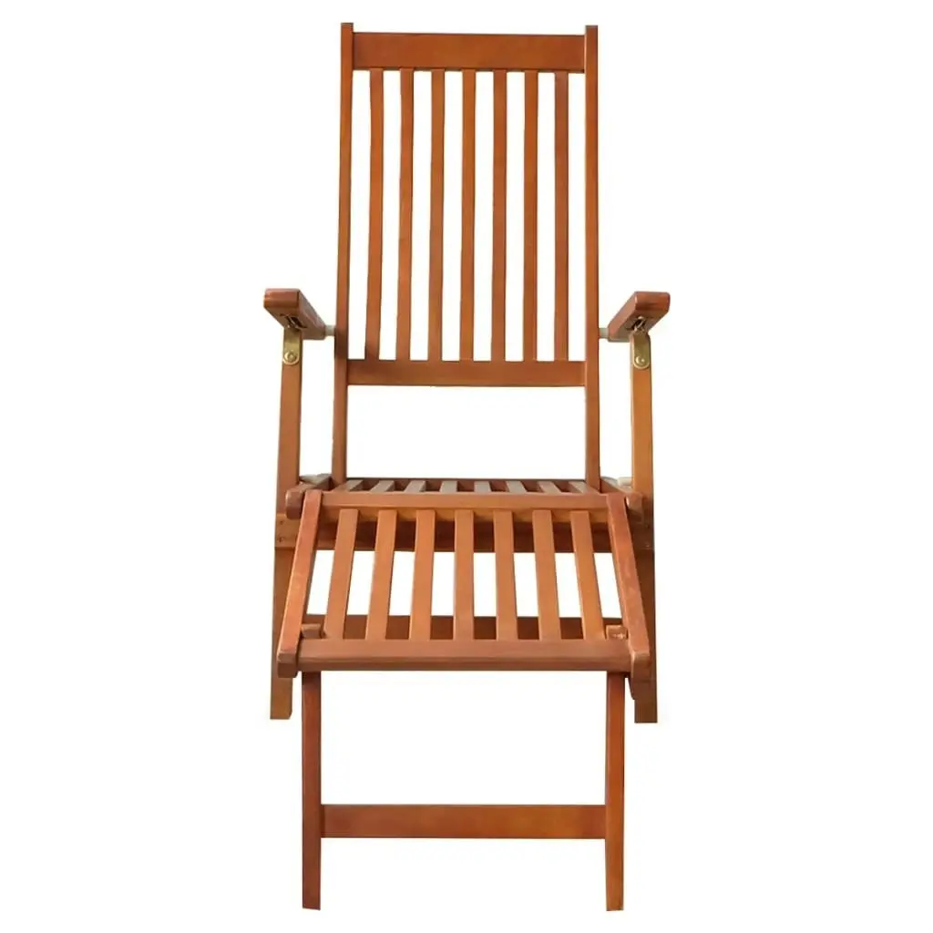 Outdoor Deck Chair with Footrest and Cushion Solid Acacia Wood 3064017