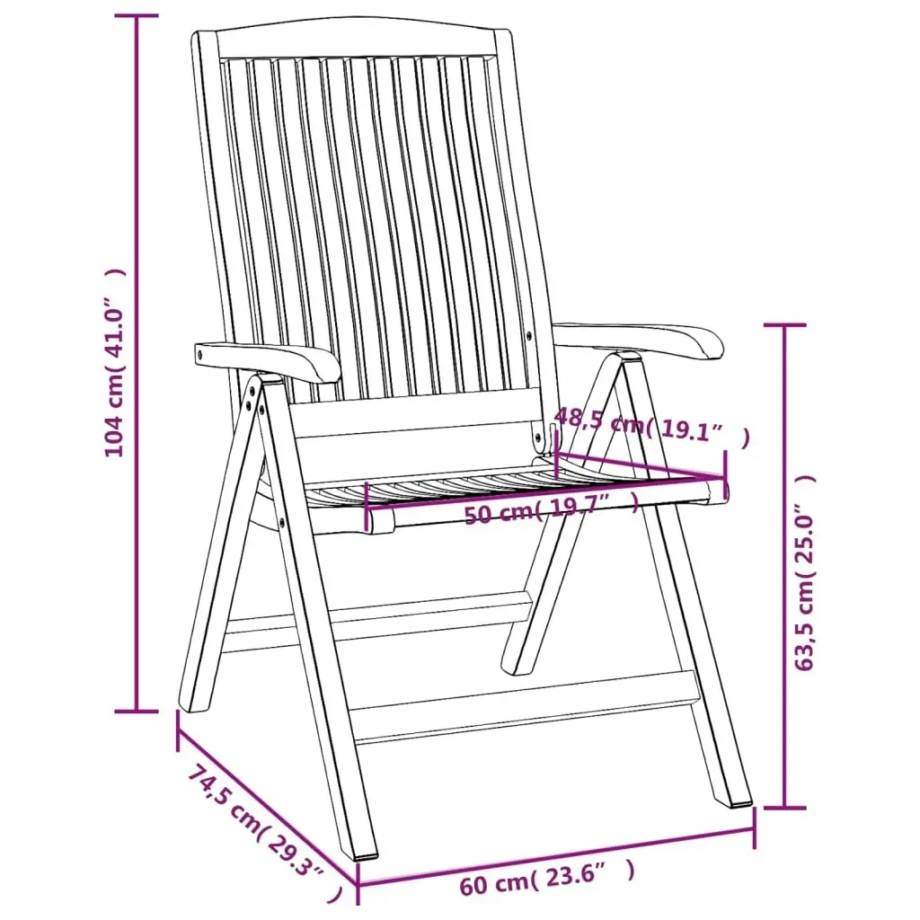 Reclining Garden Chairs 4 pcs Solid Wood Teak 3154923