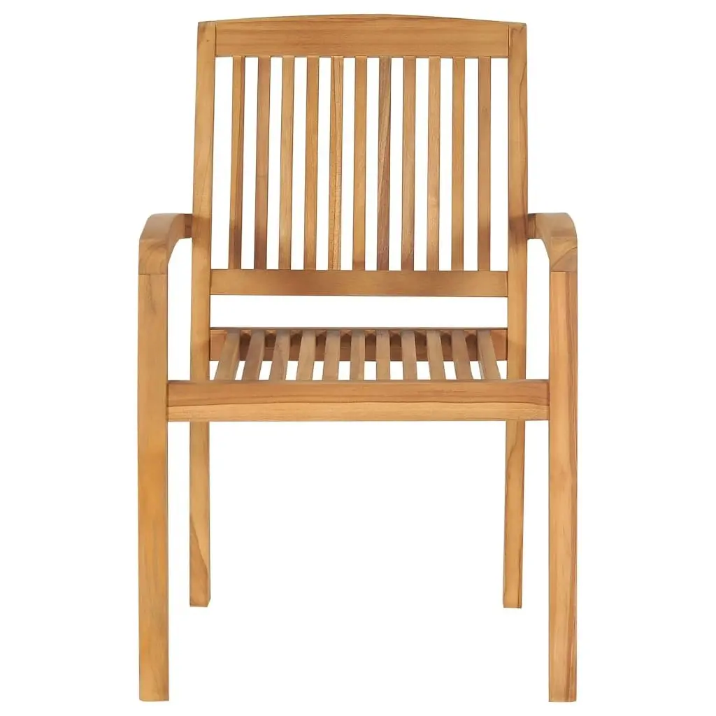 Stacking Garden Chairs with Cushions 4 pcs Solid Teak Wood 3073210