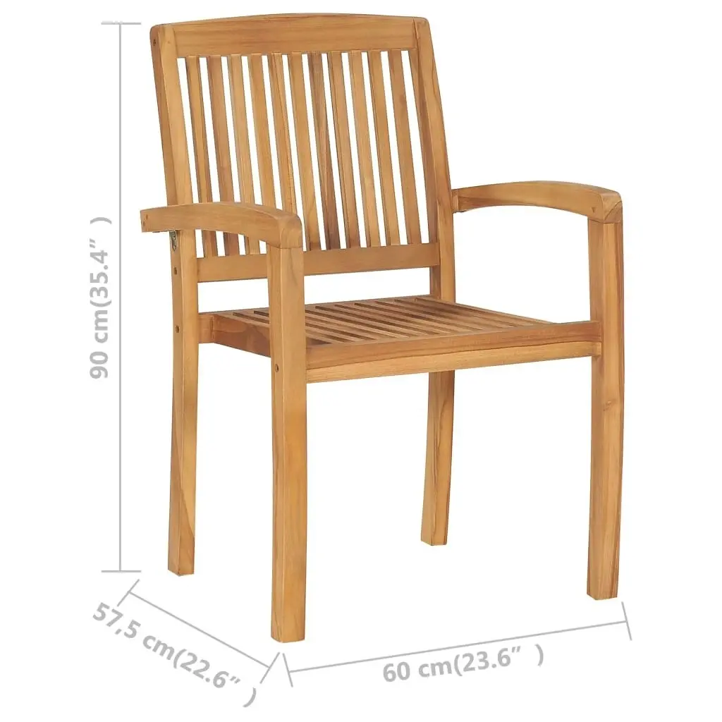 Stacking Garden Chairs with Cushions 4 pcs Solid Teak Wood 3073210