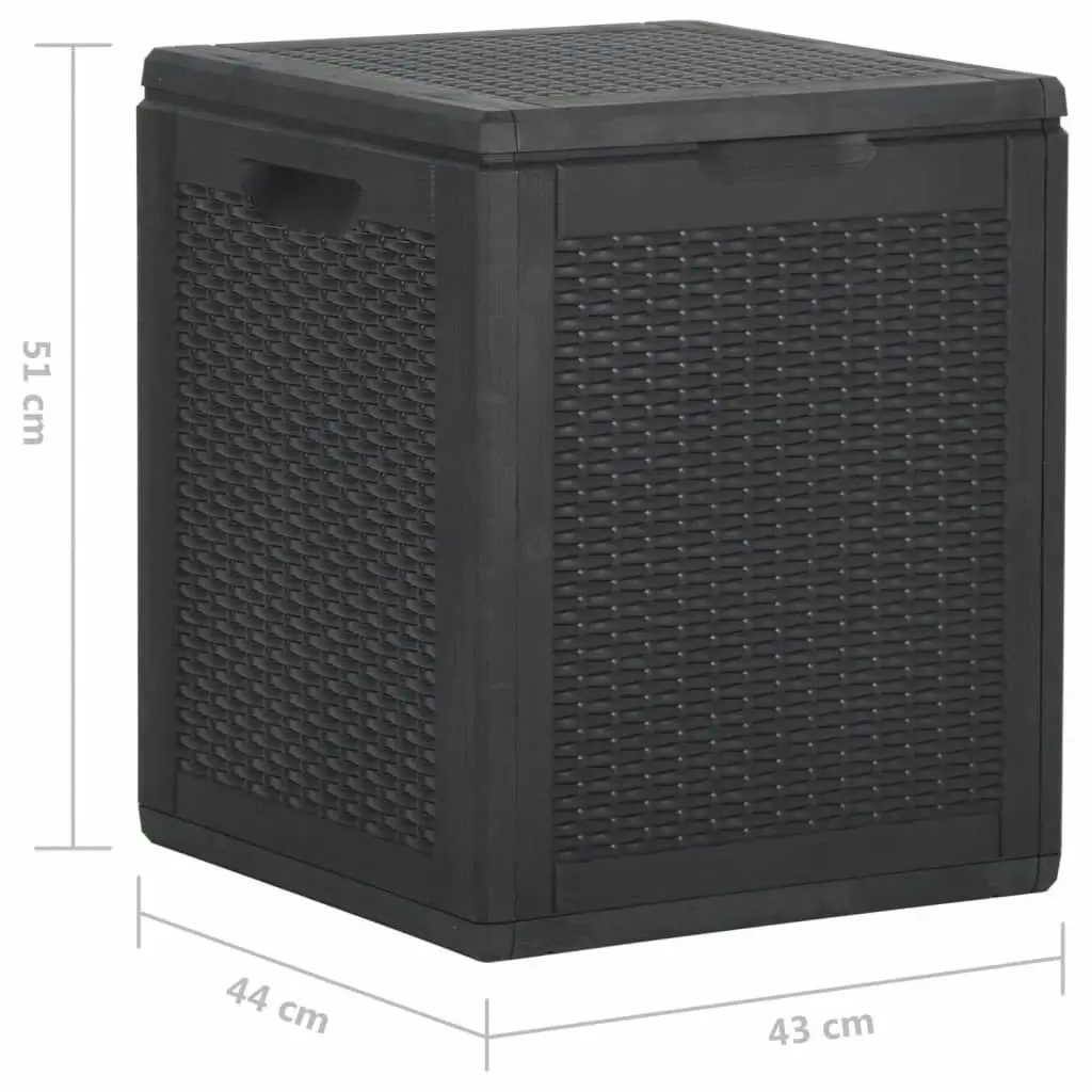 Garden Storage Box 90L Black PP Rattan 151227