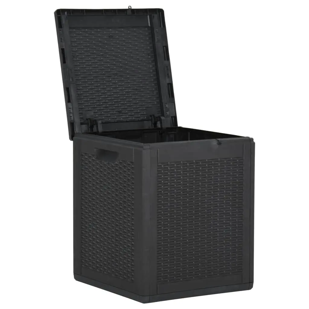 Garden Storage Box 90L Black PP Rattan 151227