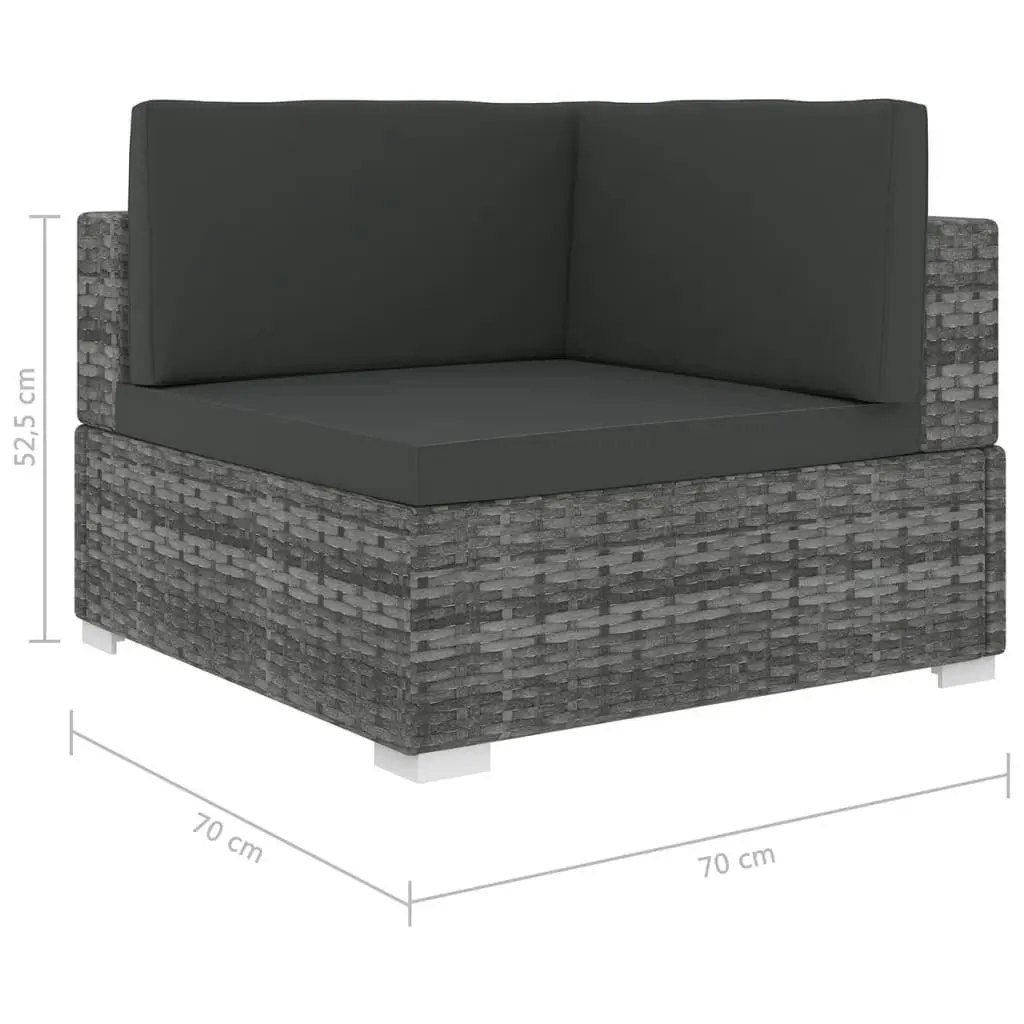 Sectional Corner Chair 1 pc with Cushions Poly Rattan Grey 46799