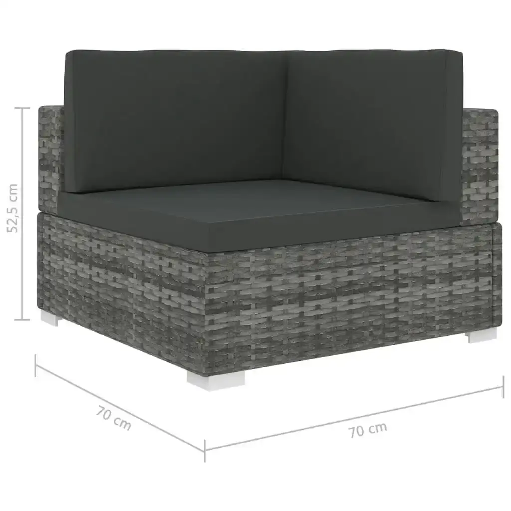 Sectional Corner Chair 1 pc with Cushions Poly Rattan Grey 46799