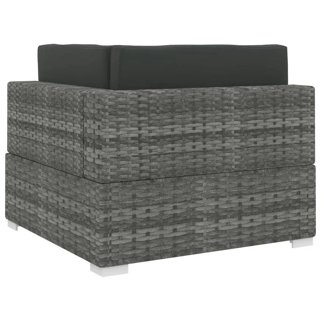 Sectional Corner Chair 1 pc with Cushions Poly Rattan Grey 46799