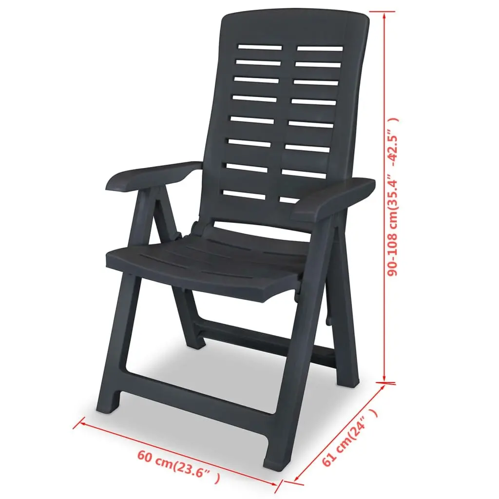 Reclining Garden Chairs 2 pcs Plastic Anthracite 43897