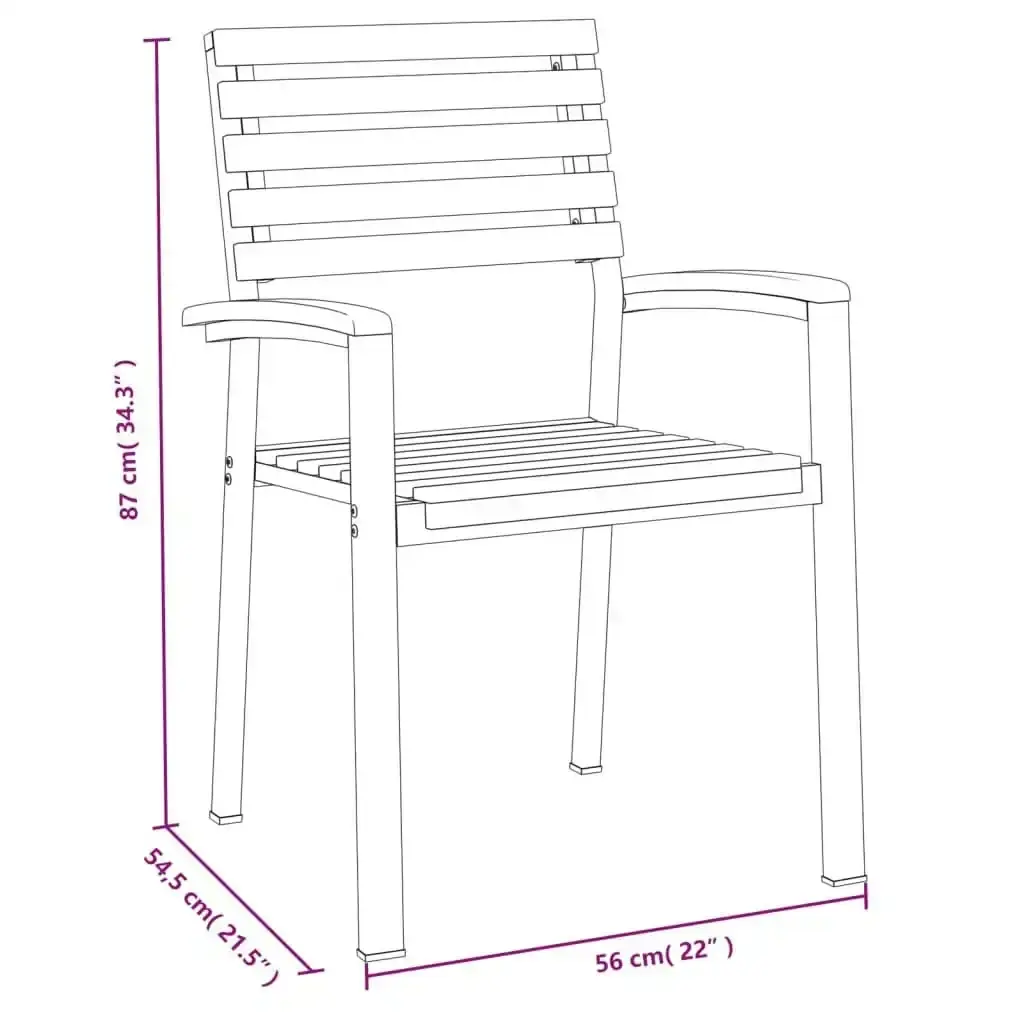 Stackable Garden Chairs 4 pcs Solid Wood Acacia and Metal 362015