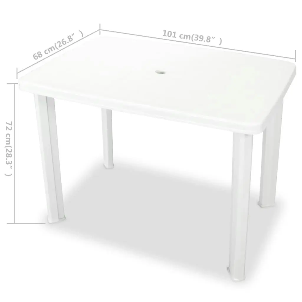 Garden Table White 101x68x72 cm Plastic 43592