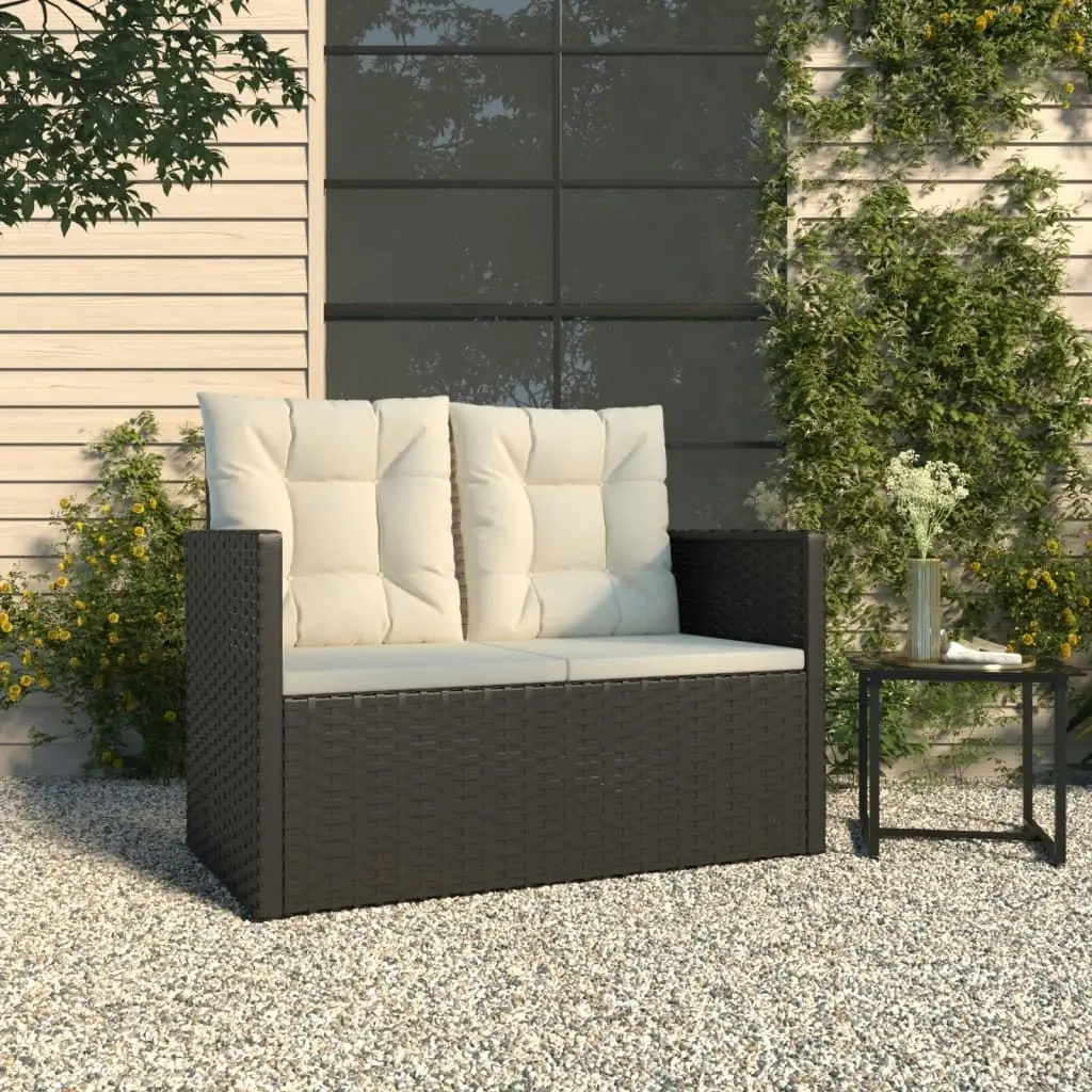 Garden Bench with Cushions Black 105 cm Poly Rattan 362318