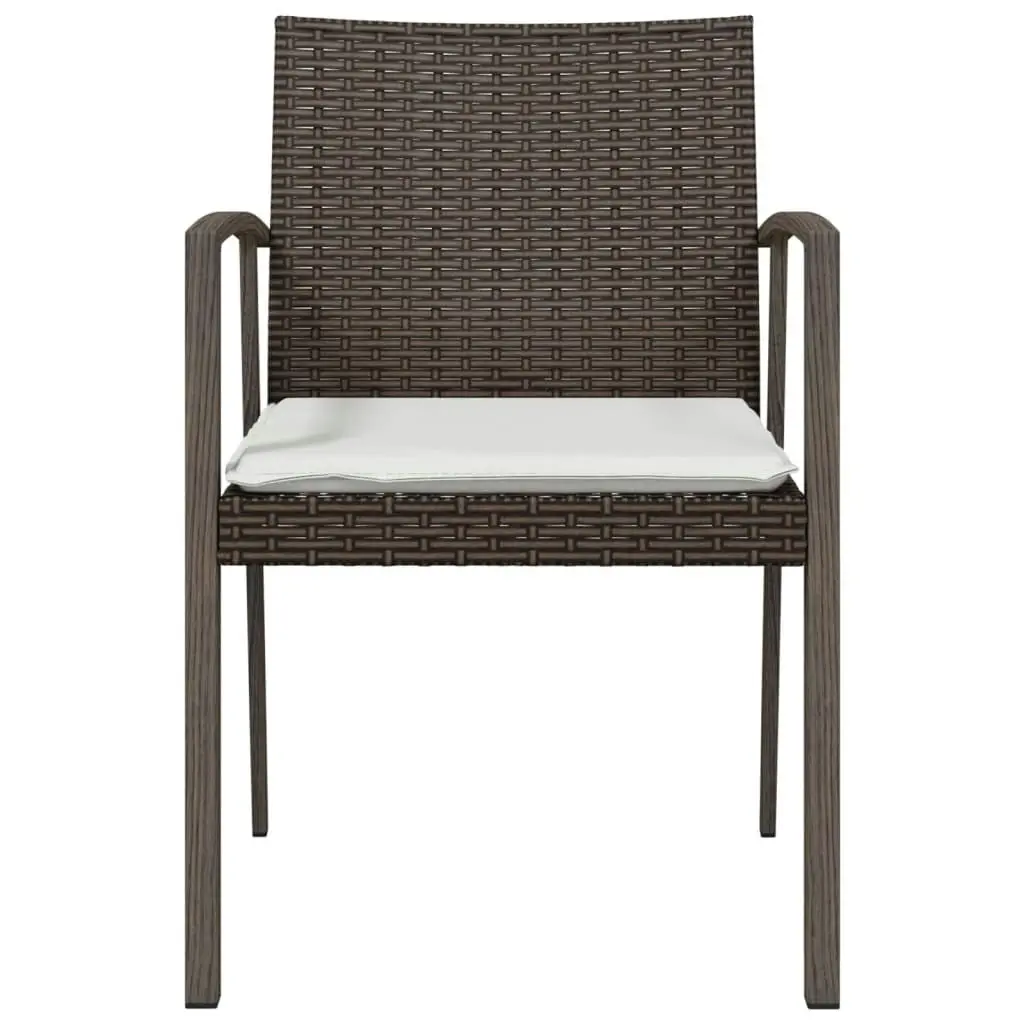 Garden Chairs with Cushions 4 pcs Brown 56.5x57x83 cm Poly Rattan 3187077