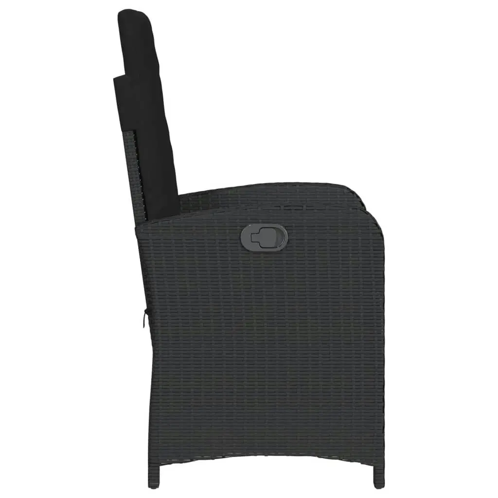 Reclining Garden Chair with Cushions Black Poly Rattan 365161