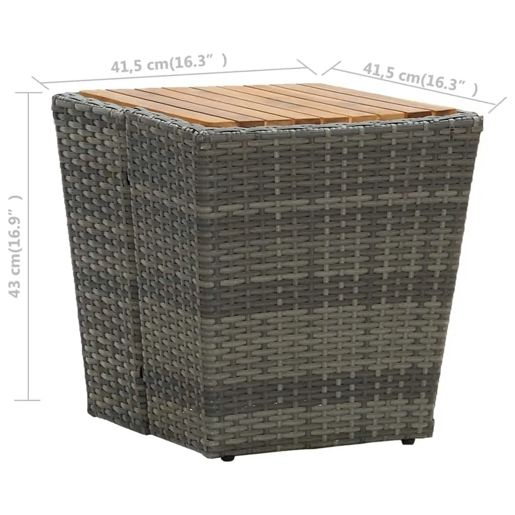 Tea Table Grey 41.5x41.5x43 cm Poly Rattan and Solid Acacia Wood 46198