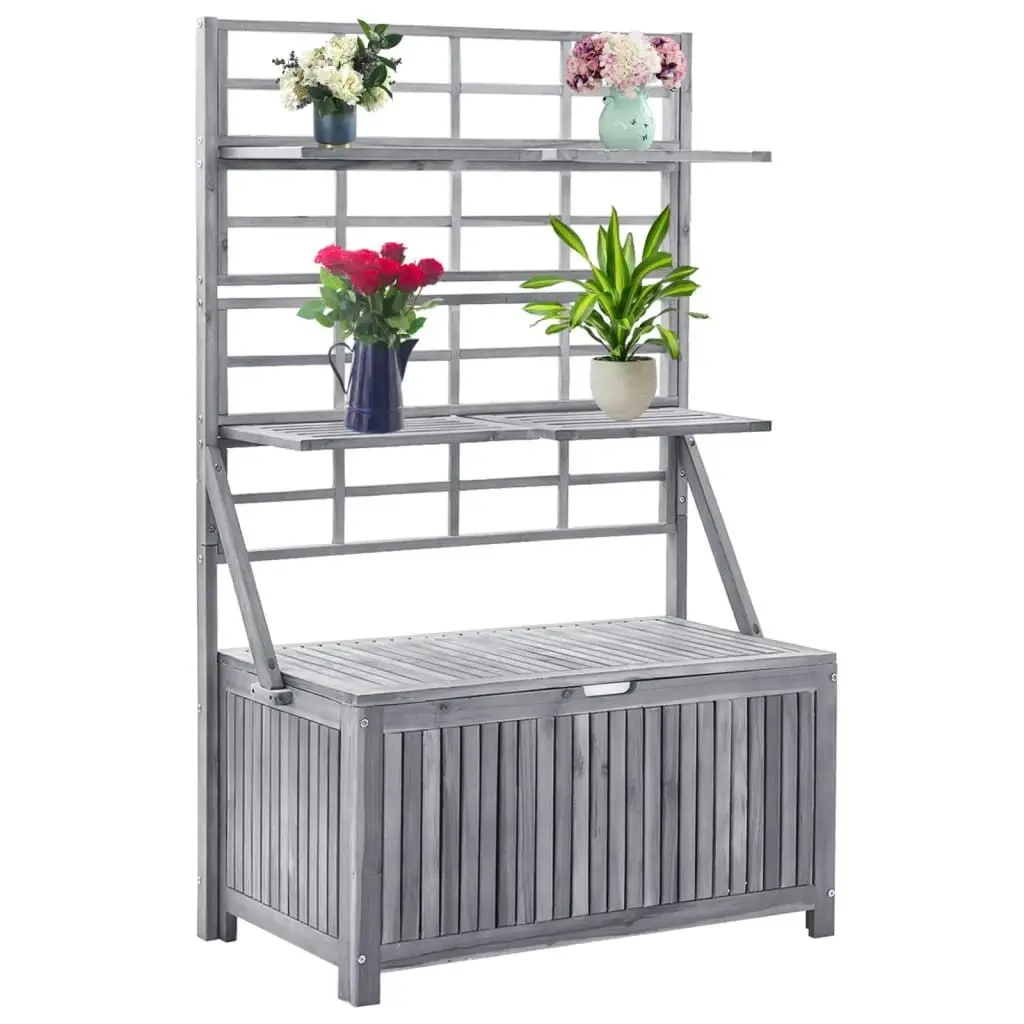 Storage Box with Trellis Grey 99x55x160 cm Solid Acacia Wood 311882