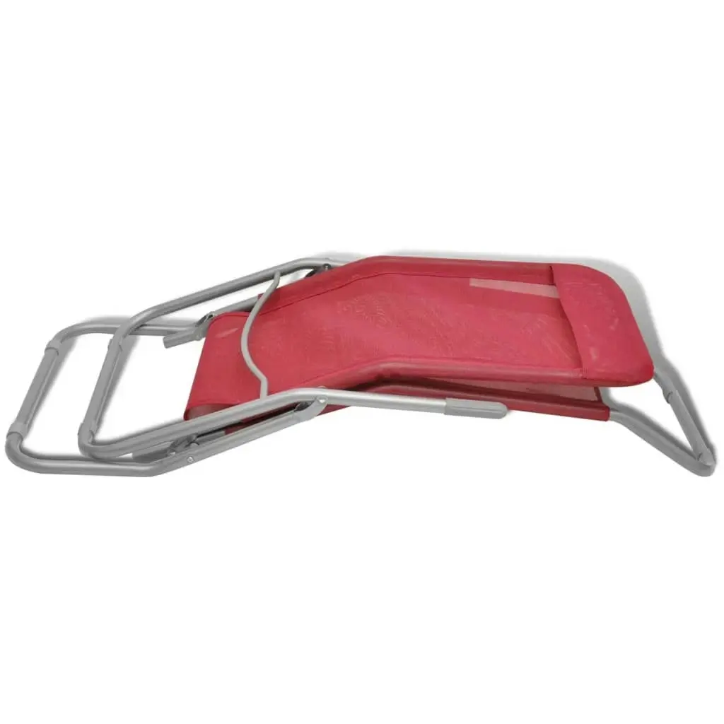 Sun Loungers 2 pcs Steel Frame and Textilene Red 41044