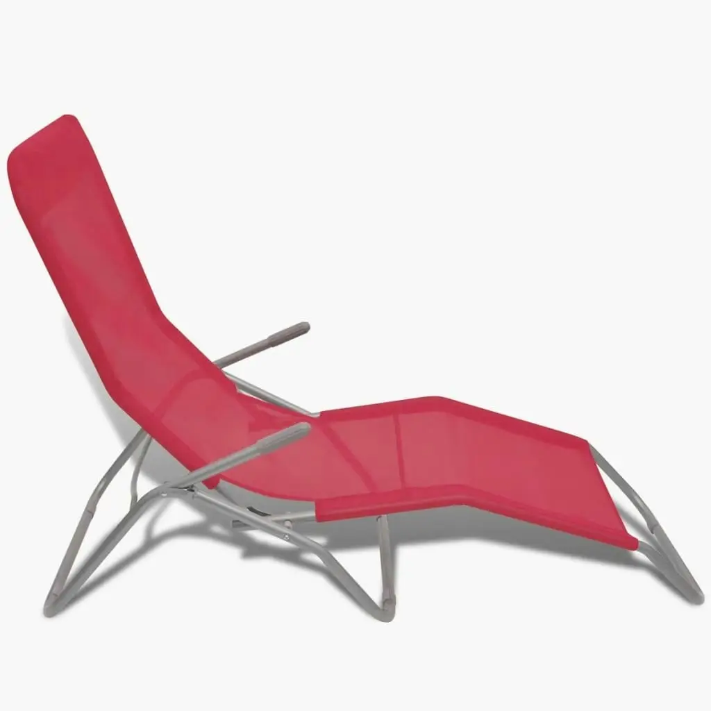 Sun Loungers 2 pcs Steel Frame and Textilene Red 41044