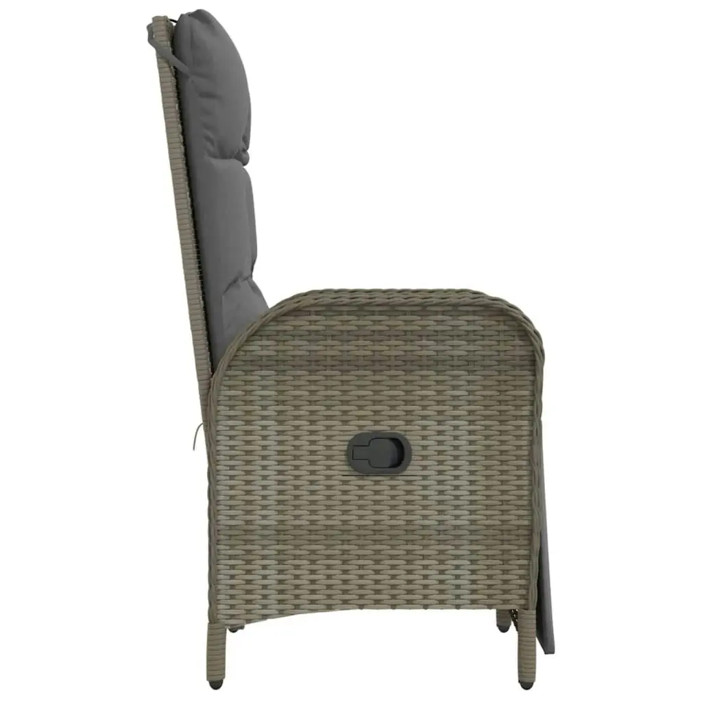 Outdoor Reclining Chairs with Cushions 2 pcs Poly Rattan Grey 319891