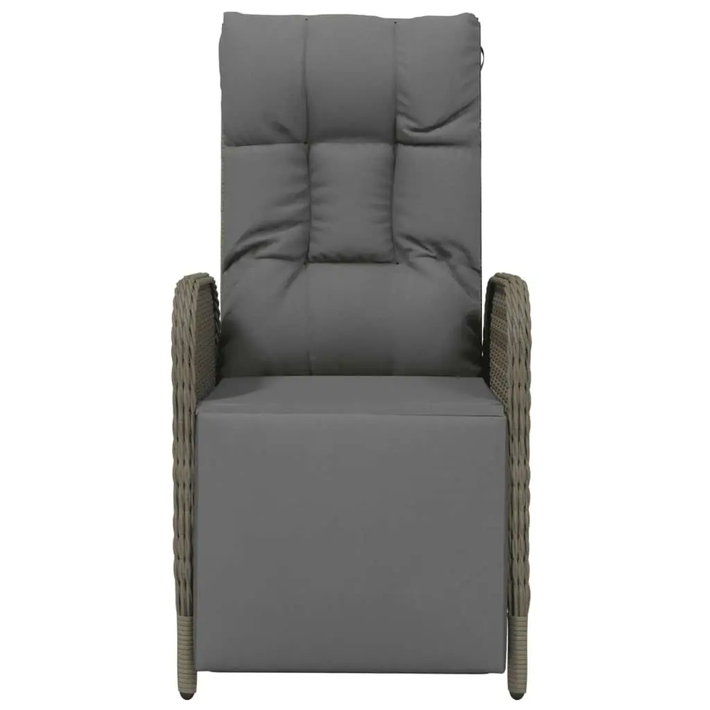 Outdoor Reclining Chairs with Cushions 2 pcs Poly Rattan Grey 319891