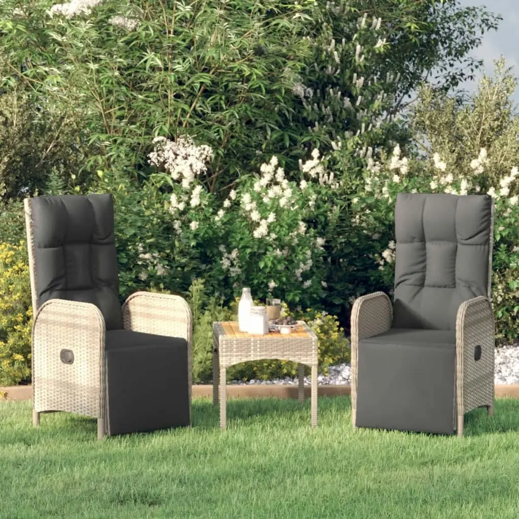 Outdoor Reclining Chairs with Cushions 2 pcs Poly Rattan Grey 319891