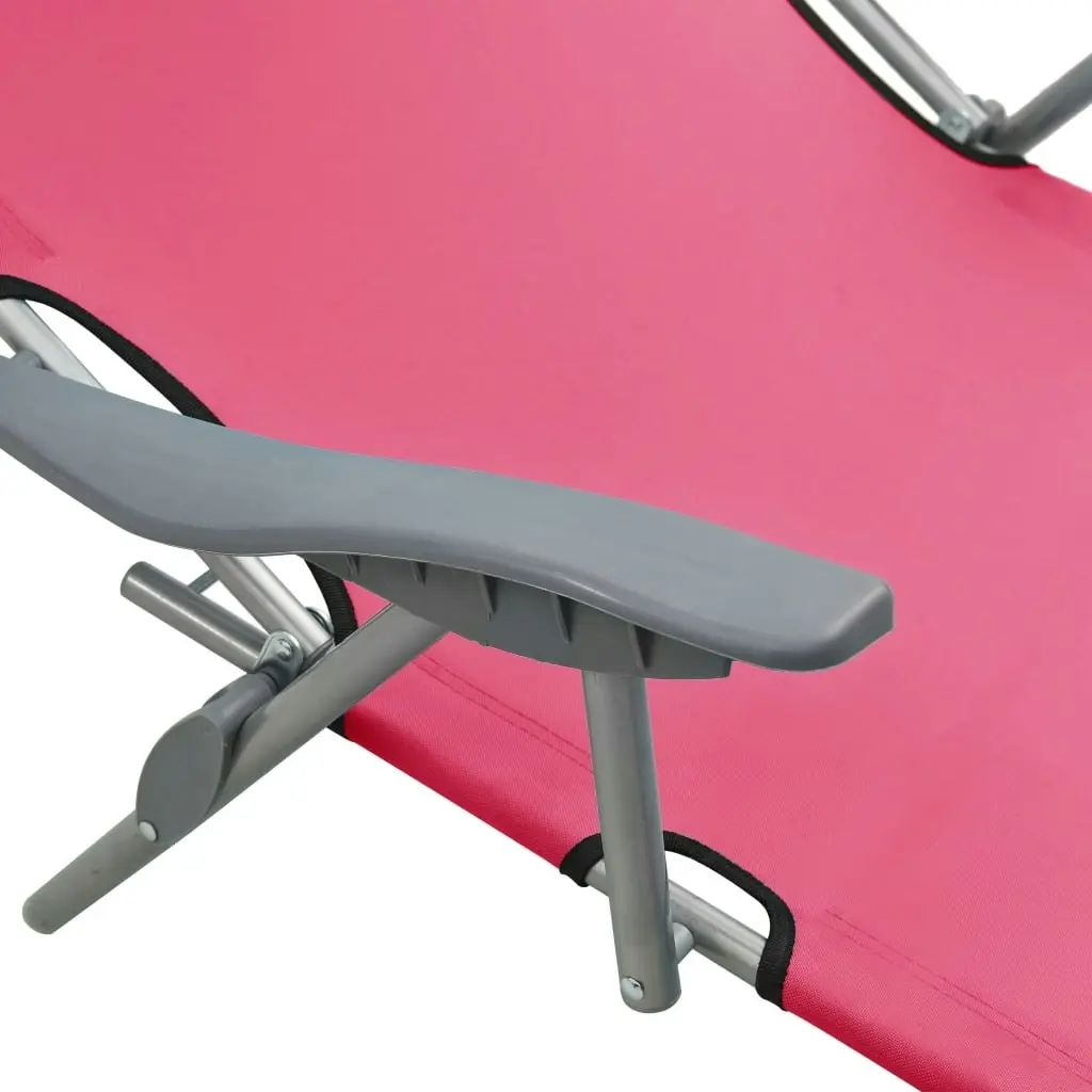 Sun Lounger with Canopy Steel Pink 310337