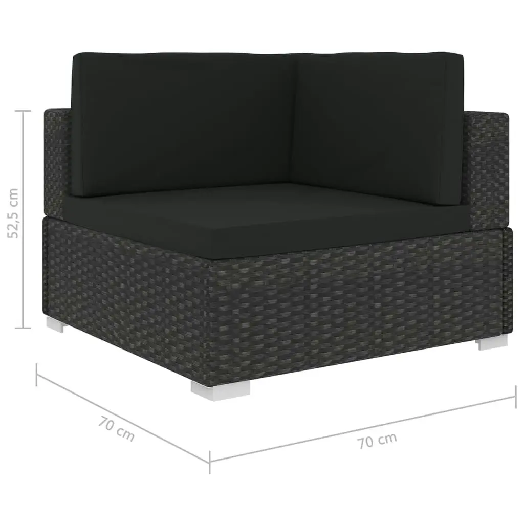 Sectional Corner Chair 1 pc with Cushions Poly Rattan Black 46800