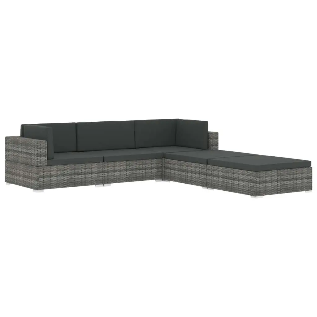 Sectional Corner Chair 1 pc with Cushions Poly Rattan Black 46800