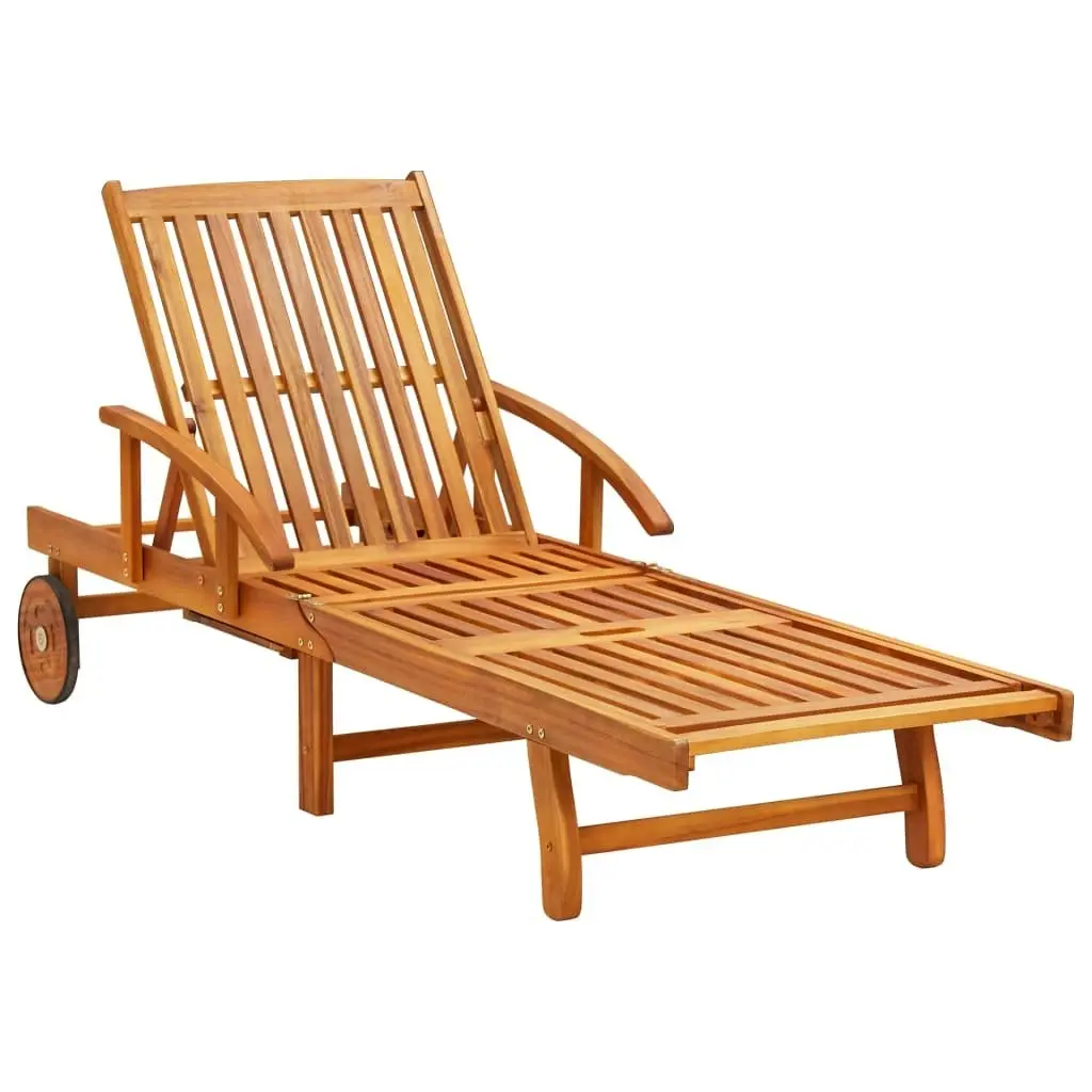 Sun Loungers 2 pcs with Table and Cushions Solid Wood Acacia 3077346