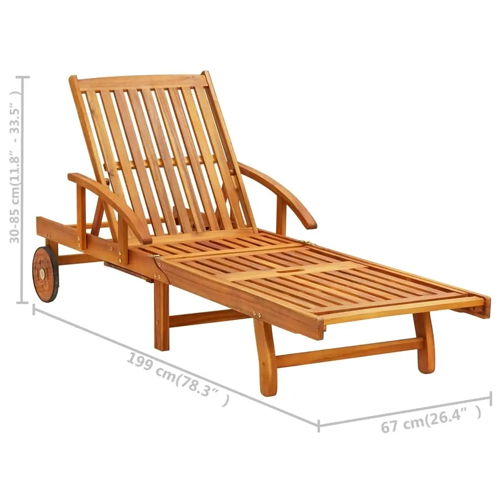 Sun Loungers 2 pcs with Table and Cushions Solid Wood Acacia 3077346