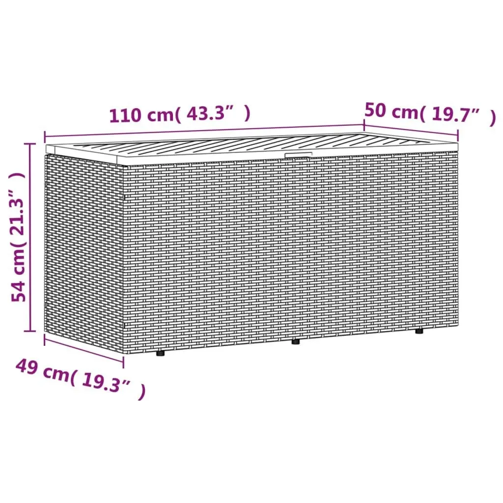 Garden Storage Box Grey 110x50x54 cm Poly Rattan Acacia Wood 365956