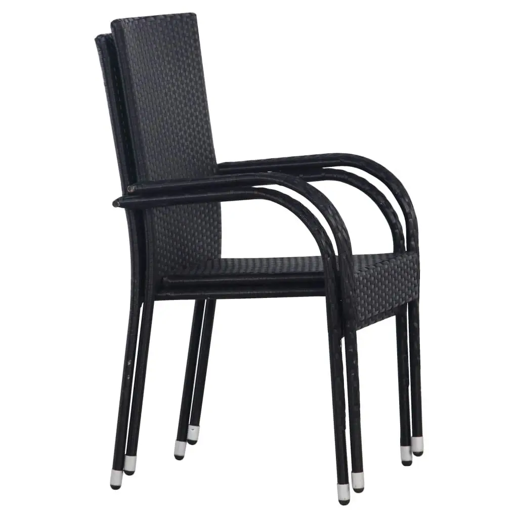 Stackable Outdoor Chairs 2 pcs Poly Rattan Black 44238