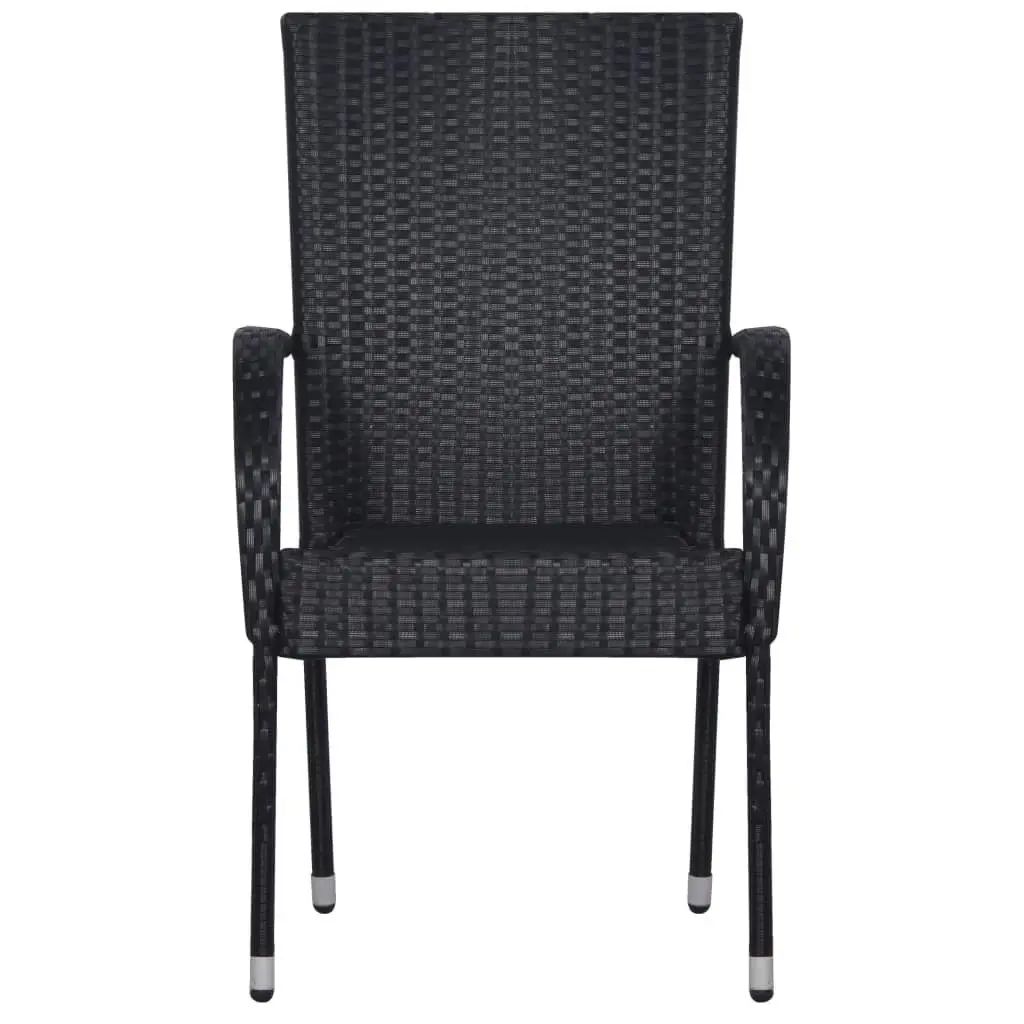 Stackable Outdoor Chairs 2 pcs Poly Rattan Black 44238