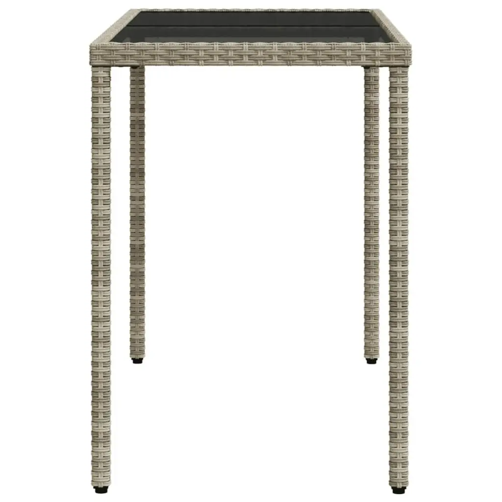 Garden Table with Glass Top Light Grey 115x54x74 cm Poly Rattan 365079