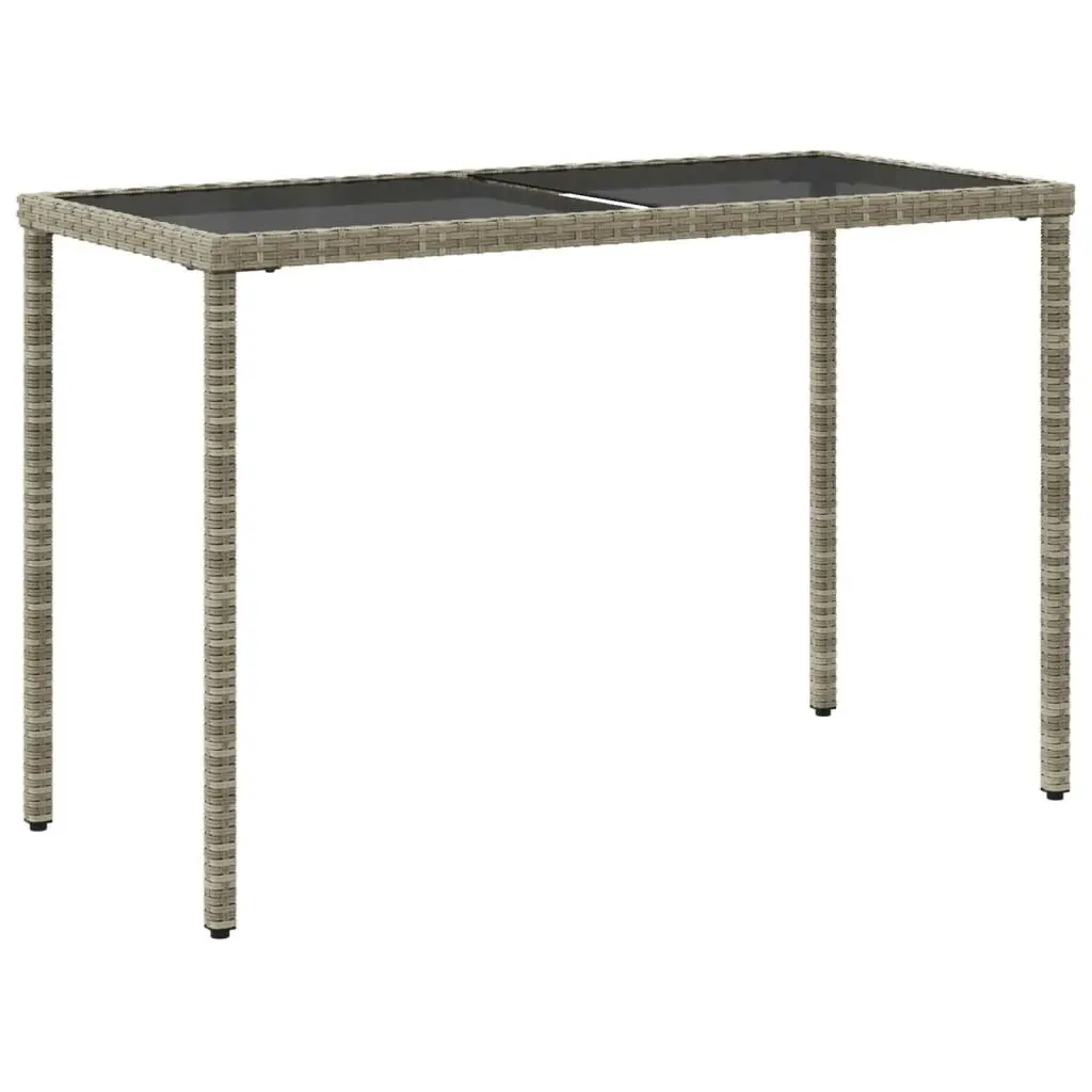 Garden Table with Glass Top Light Grey 115x54x74 cm Poly Rattan 365079